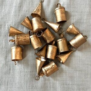 Assorted Vintage Gold Weathered Bell Holiday Ornaments